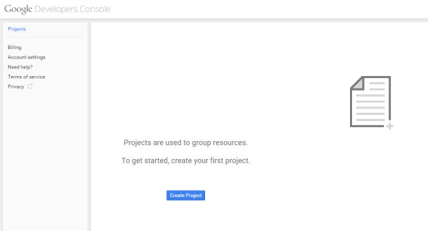 create new project google developer 1
