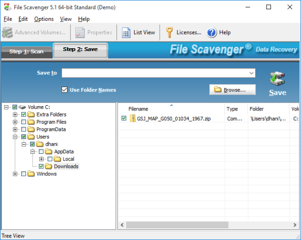 file scavenger 5.1 save result